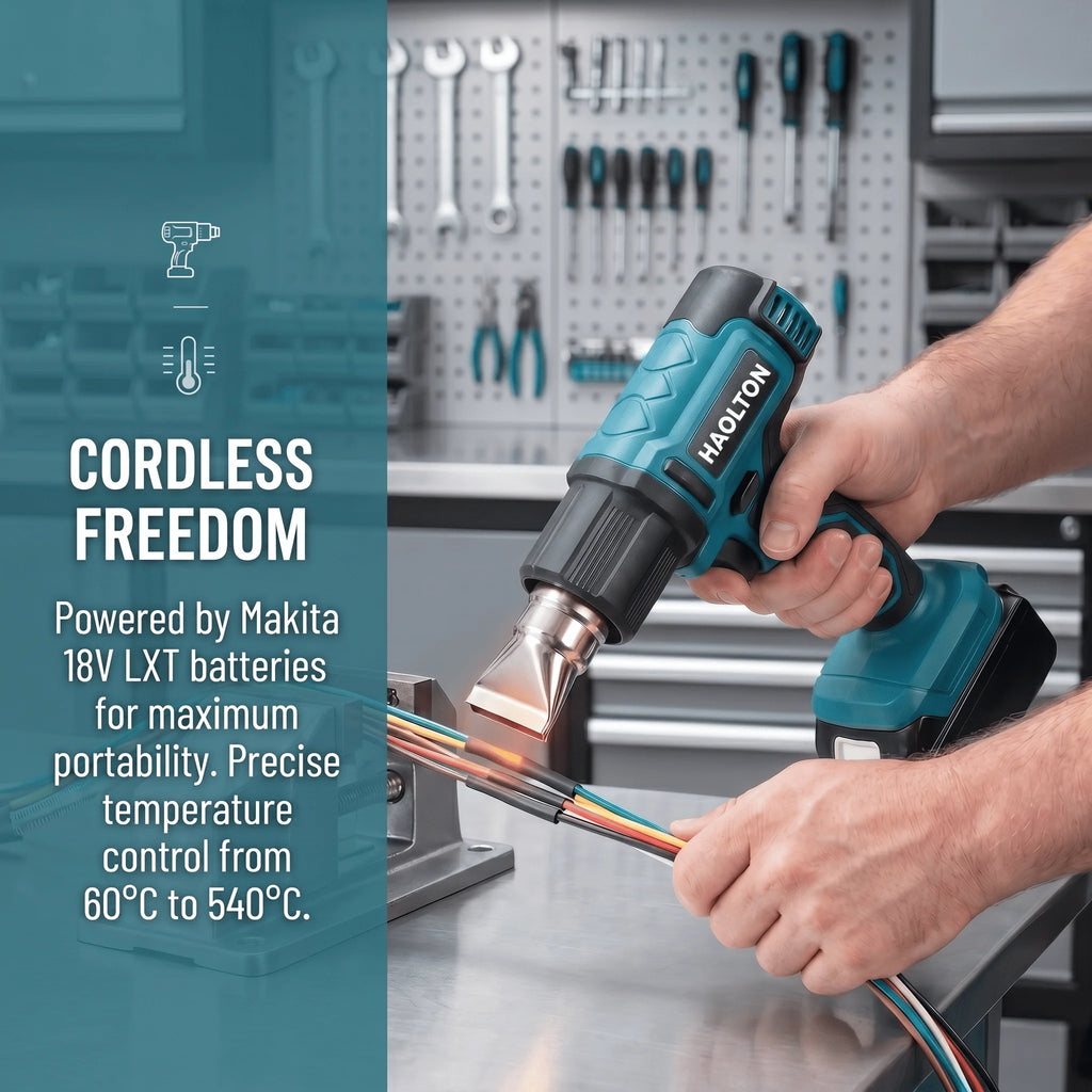 HAOLTON Gun Industrial Handheld Electric Heat Gun Temperatures Heat Gun Cordless Hot Air Adjustable 18V Battery