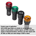 AD16-22SM 22mm Panel Diameter AC DC 12V 24V 110V 220V Flash Signal Light Red LED Active Buzzer Beep Alarm Indicator Green Yellow