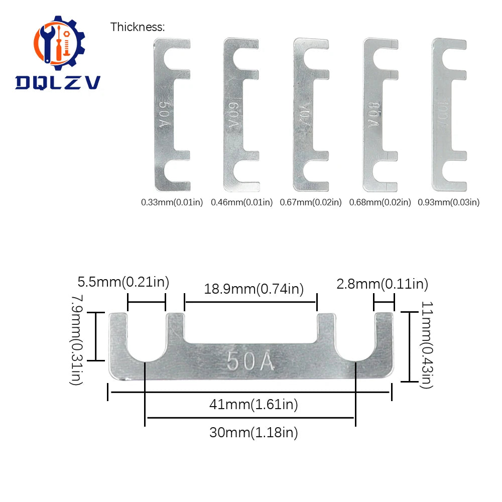 30A-150A 32V Auto Fuse Flat Zinc Chip Small Fuse Sheet Fork Type Bolt Battery Fuse Car Modification Stand Fuse Box