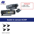 E-ACE 4 Sensors TPMS Removable Battery Wireless Intelligent Sensing Tire Pressure Monitor System Safety Alarm LCD Display