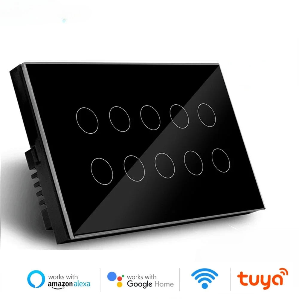 Melery Wifi Smart Tuya Light Switch 4/5/6/8/10 Gang Glass Wall Touch Sensor Alexa Remote Voice Control by Google Home Assistant