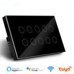 Melery Wifi Smart Tuya Light Switch 4/5/6/8/10 Gang Glass Wall Touch Sensor Alexa Remote Voice Control by Google Home Assistant