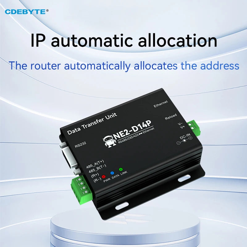 RS485/RS232/RS422 to Ethernet Serial Server DC8-28V Modbus TCP RTU MQTT CDEBYTE NE2-D14P AT Command Power and Signal Isolation