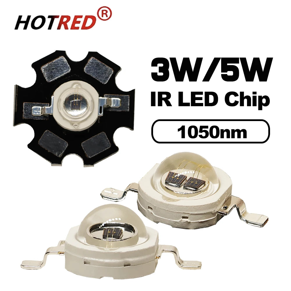 1-10pcs IR LED 3W 5W 1050nm High Power Infrared Chip 1.2-1.8V 700mA 1400mA Diode Light Laser Lamp for Night Vision CCTV Camera
