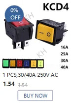 1PCS KCD4 Rocker Switch Power Switch ON-OFF-ON 3 Position 6 Electrical equipment With Light Switch 16A 250VAC/ 20A 125VA