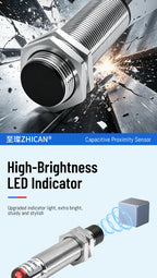 ZHICAN E2K M12 M18 Capacitive Proximity Sensor 30mm Long Range Plastics Glass Wood Metals Nonmetal Material Detection Switch