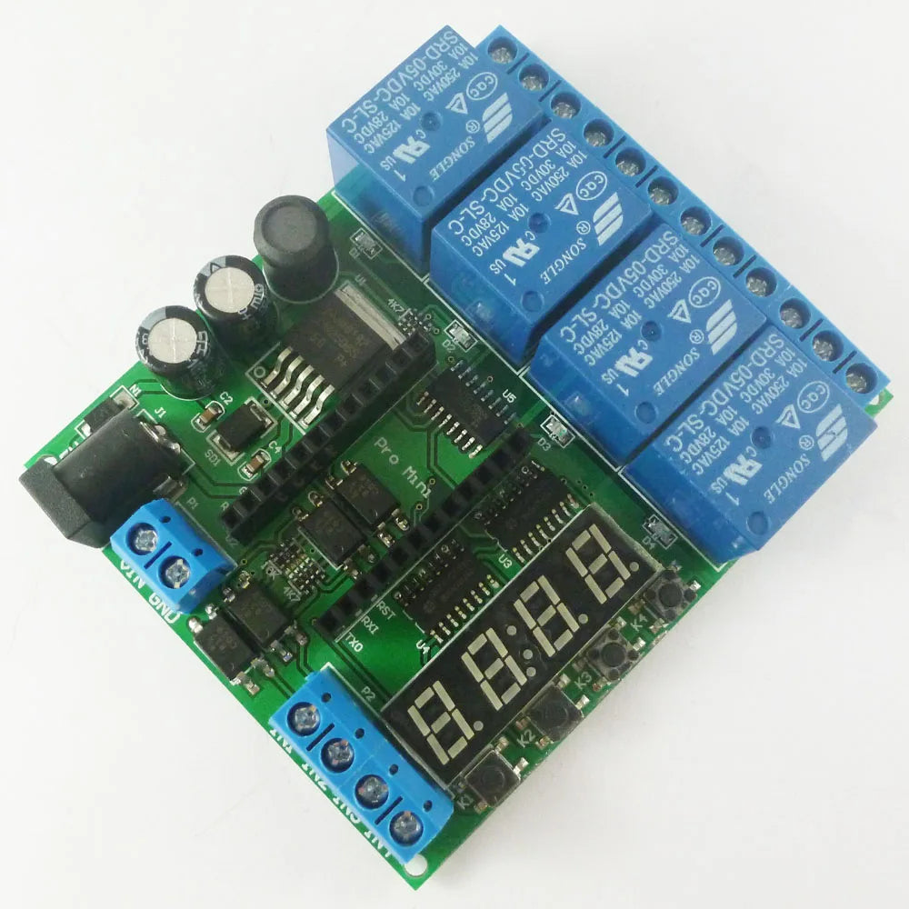 DC6.5-25V/5V 4CH Relay Control Board Opto Isolated NPN Input Digital Tube For Arduino Pro Mini Programmable Timer Module