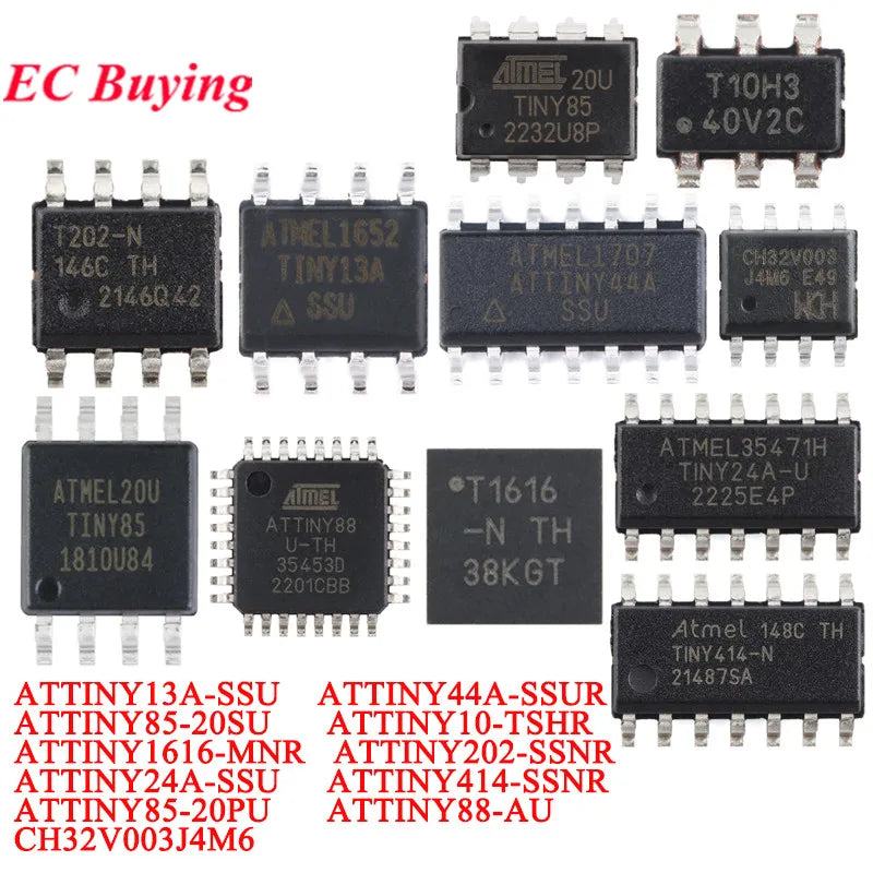 20Pcs/1pc ATTINY85 ATTINY85-20SU ATTINY SOIC-8 8KB 20MHz 8Bit Microcontroller SMD IC Chip ATTINY44A-SSUR ATTINY13A-SSU ATTINY10