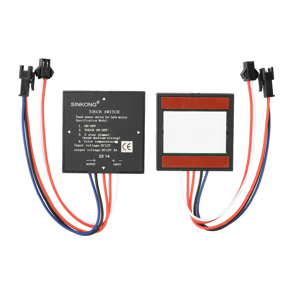 DC 12V 3A Touch Switch Sensor Stepless LED Inductive Dimmer Bathroom Mirror Lamp Dimming Control Switch for Led Light Mirror