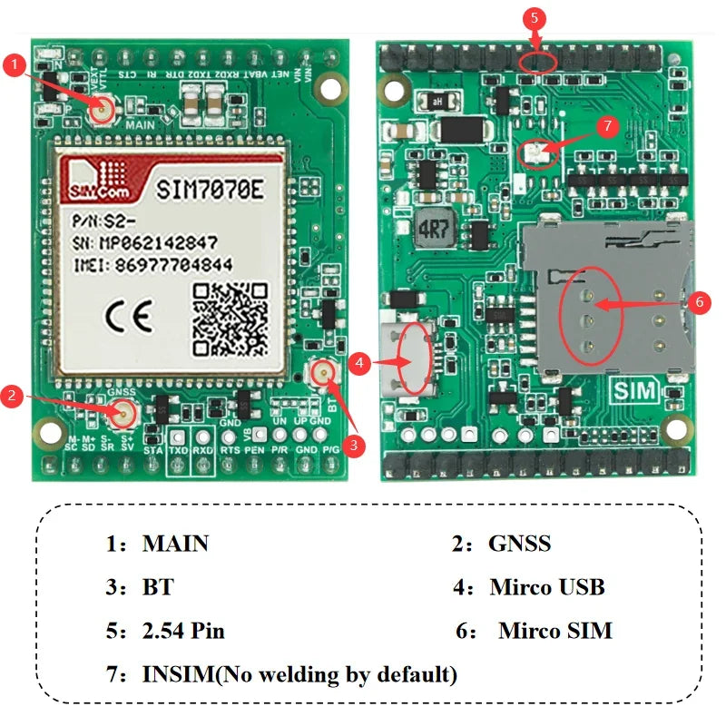 SIMCOM A7676E 4G CAT1 Module SIM7000 SIM7070 CAT-M CAT-NB Core Board SIM7070E SIM7070G SIM7000A SIM7000G SIM7000E