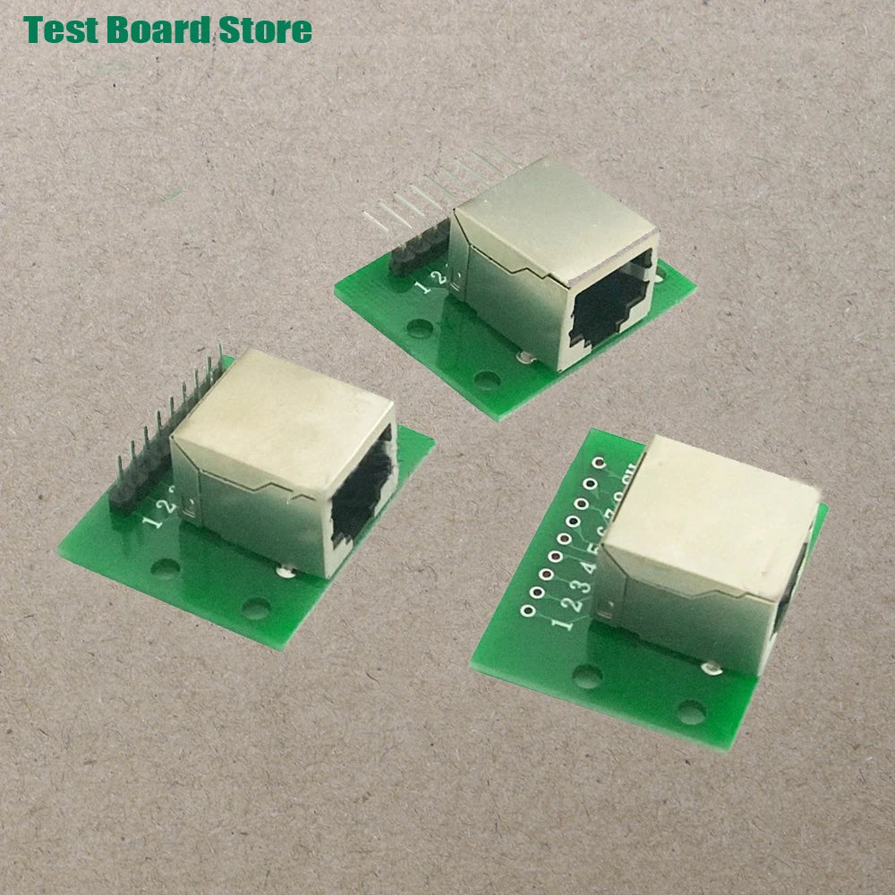 1Pce RJ45 Ethernet Port 8P Vertical Horizontal Test Board Bent Pin Straight Pin Network Port Adapter Circuit Board Connector