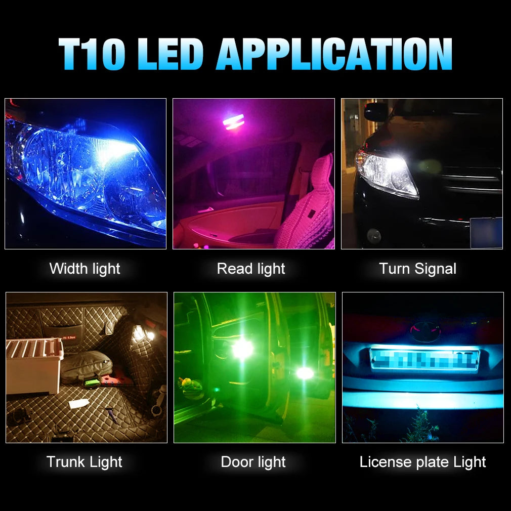 2/6x W5W T10 Led Bulbs Canbus W5W Sapphire COB Drive-Free Led Wedge Bulb 6000K 168 194 Led 5w5 Car Interior Dome Reading Bulb