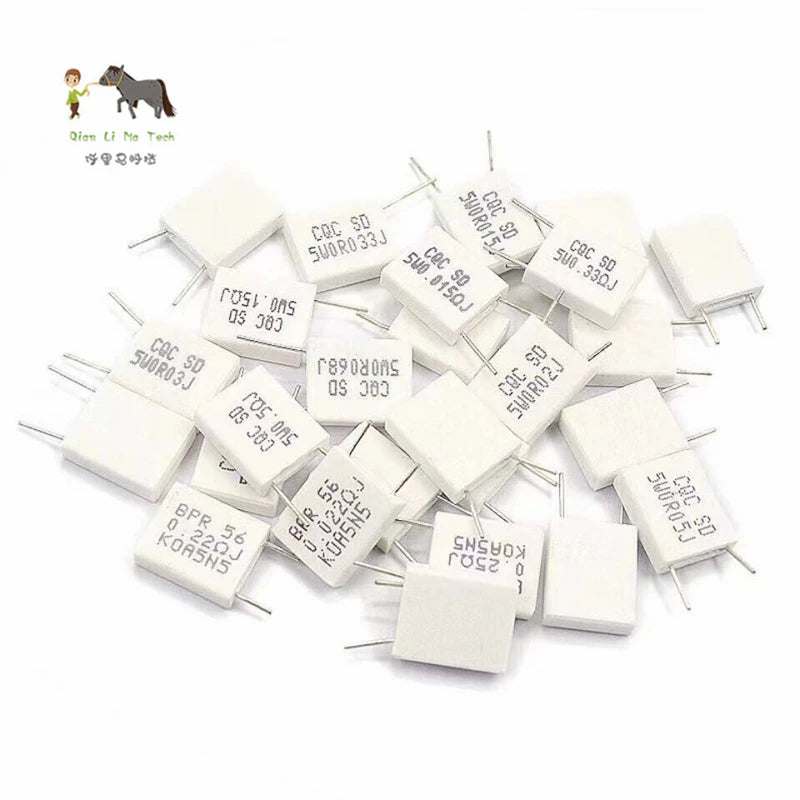 10pcs BPR56 5W Non-inductive Cement Resistor 0.01R 0.02R 0.05R 0.1R 0.15R 0.2R 0.22R 0.25R 0.3R 0.33R 0.5R 0.56R 1R 2R 10R ohm