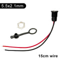 5.5*2.1mm/5.5*2.5mm 10A High Current DC Power Socket DIY Waterproof Connector with Nut Snap / 15cm Wire / Waterproof Cap