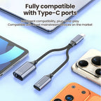 3 in 1 USB C Adapters Type-C to 3.5mm/Type-C Headphones+ Type-C Charging Connector For iPhone 15-17 Xiaomi Huawei Samsung Phones