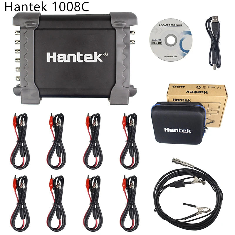 Hantek 1008C Automotive Oscilloscope with Passive Attenuator HT201 HT25 Auto PC Storage USB 8 Channels Programmable Generator