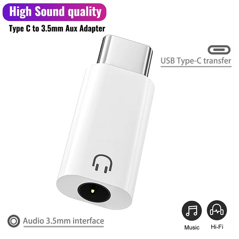 USB C to 3.5mm Earphone Adapter Audio Converter Jack for iPhone 15 Samsung Type-C Headphone Connector 3.5mm Jack USB C