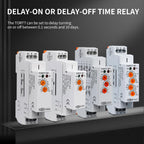 TOMZN TORT7 Series Delay-ON Delay-OFF 10in1 Asymmetric Cycler Time Relay Multi-function Timer Switch 0.1S-10D Pulse Interval