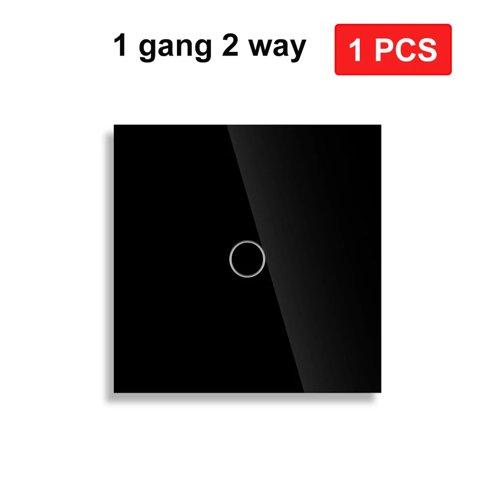 NYWP EU 86*86mm 1Gang 2Way Dual Touch Switch Tempered Glass Panel Stair Switch Bedroom Sensor Switches Cross No Need WI-FI