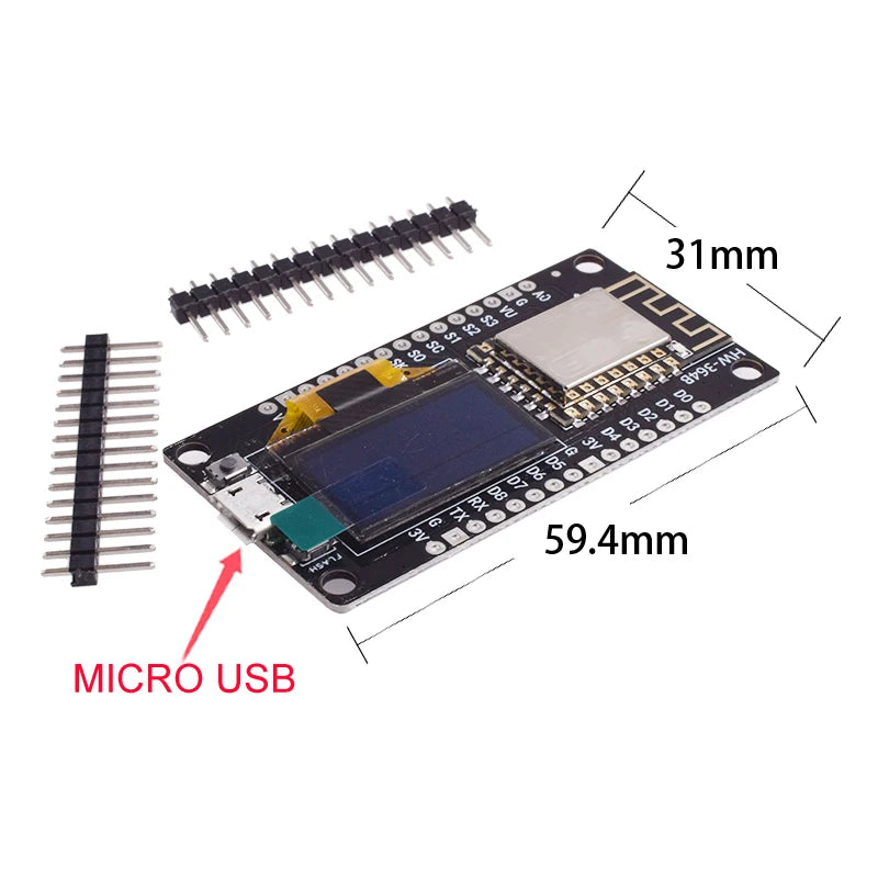 NodeMCU ESP8266 V3 Development Board With 0.96 Inch OLED Display CH340G ESP-12E WiFi Module TYPE-C USB For Arduino/Micropython