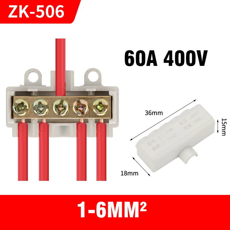 High Power Branch Terminal Quick Wire Connector Terminal Block 400V Electrical Cable Junction Box ZK-306 T-Type Wiring Terminal