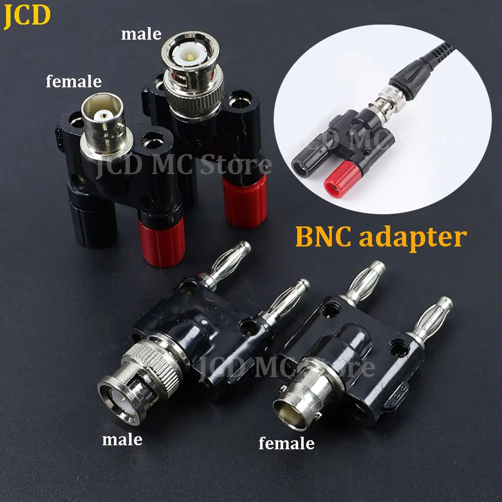 1PC Q9 BNC Adapter BNC Banana To Two Dual 4mm Banana Male Female Jack Coaxial Connector BNC Tee Type 3Way Splitter RF Adapter