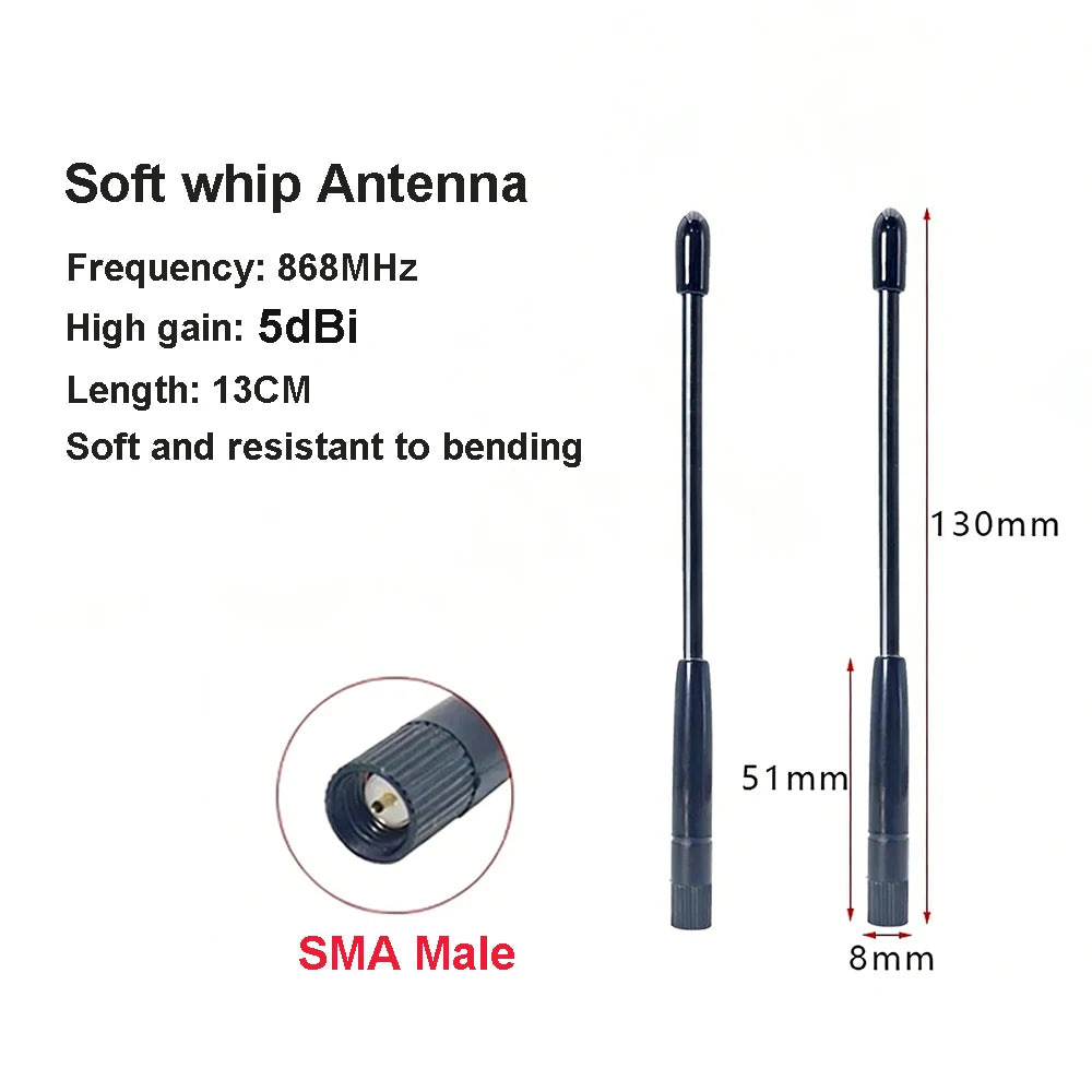 868MHz Antenna Soft Whip Lora Lorawan AV Meter Reading Module Omnidirectional 5dbi SMA Male Connector GSM 868 IOT Waterproof