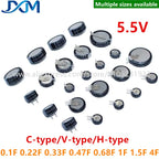 5pcs/lot Super Capacitor 5.5V0.1F 0.22F 5.5V0.33F 5.5V0.47F 0.68F 5.5V1F 1.5F 4.0F V/H/C-Type Push Button Farrah Super Capacitor