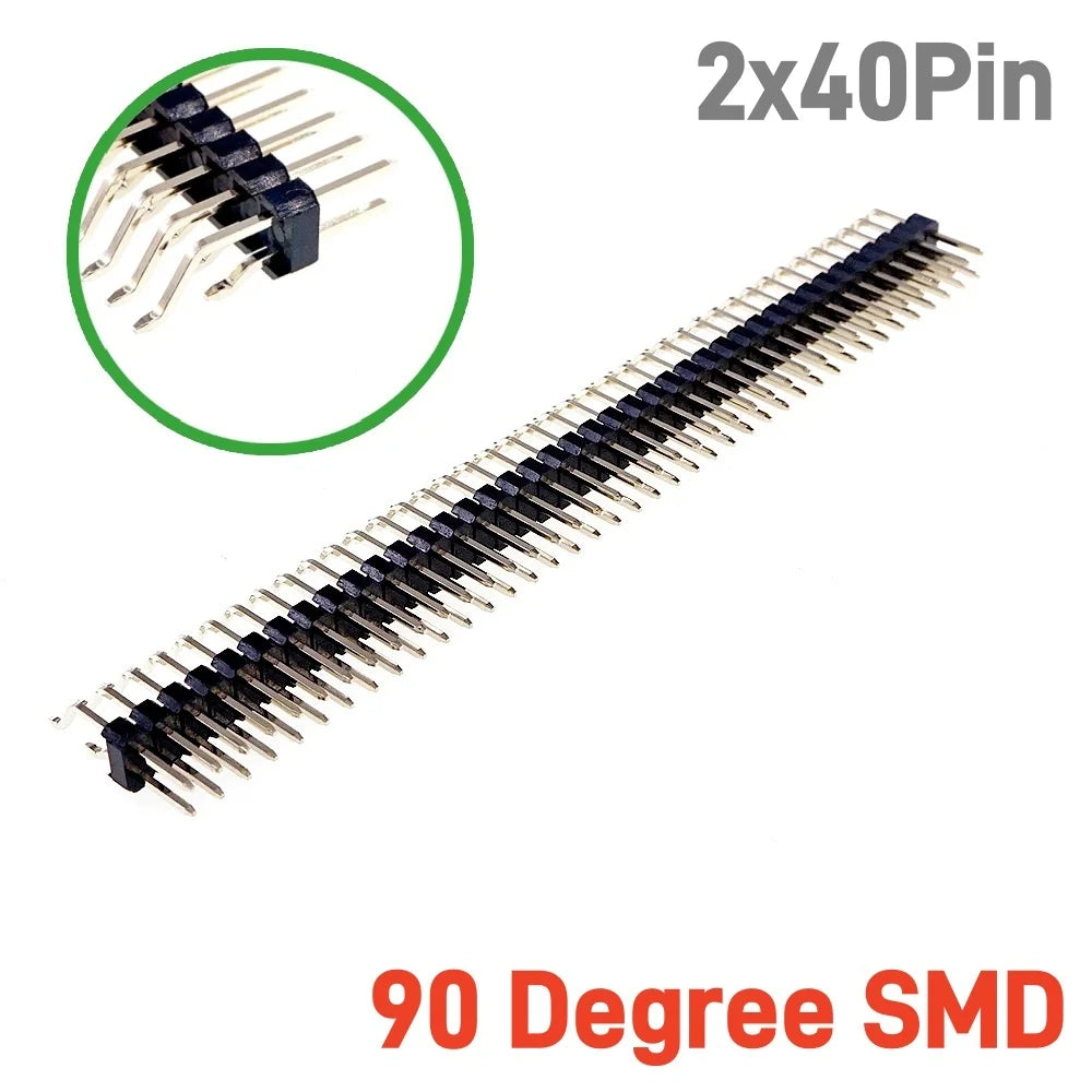 5 20 100 Pcs 2.54 MM Pitch Pin Header Male Dual Straight 90 180 Degree Single Row Right Angle SMD 1x40 Pin 2x40 Position