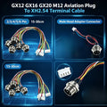 M12 Aviation Plug 2 3 4 5 6 Pin Male Head Adapter Cable Connector GX20 GX16  GX12 to XH2.54 Terminal Wire Extension Line 15-30cm