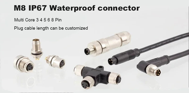 M8 3Pin 4Pin 5Pin 6Pin 8Pin Double Plug Male Female 5M PUR/PVC Cable Adapter  Waterproof Sensor Aviation Connector Power Charger