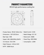 JUMPEAK PB120 120mm Cooling Fan Quiet 4PIN PWM 2000RPM High Performance 12cm Fans For PC Computer Case CPU Cooler Radiator