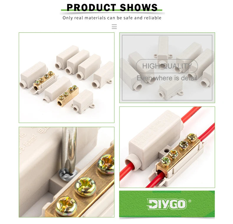 60A/400V 1-6mm2 Quick Butt Wire Connector High Power 100A/1000V 2.5-16mm2 Electric Cable Splicing Terminal Block Junction Box