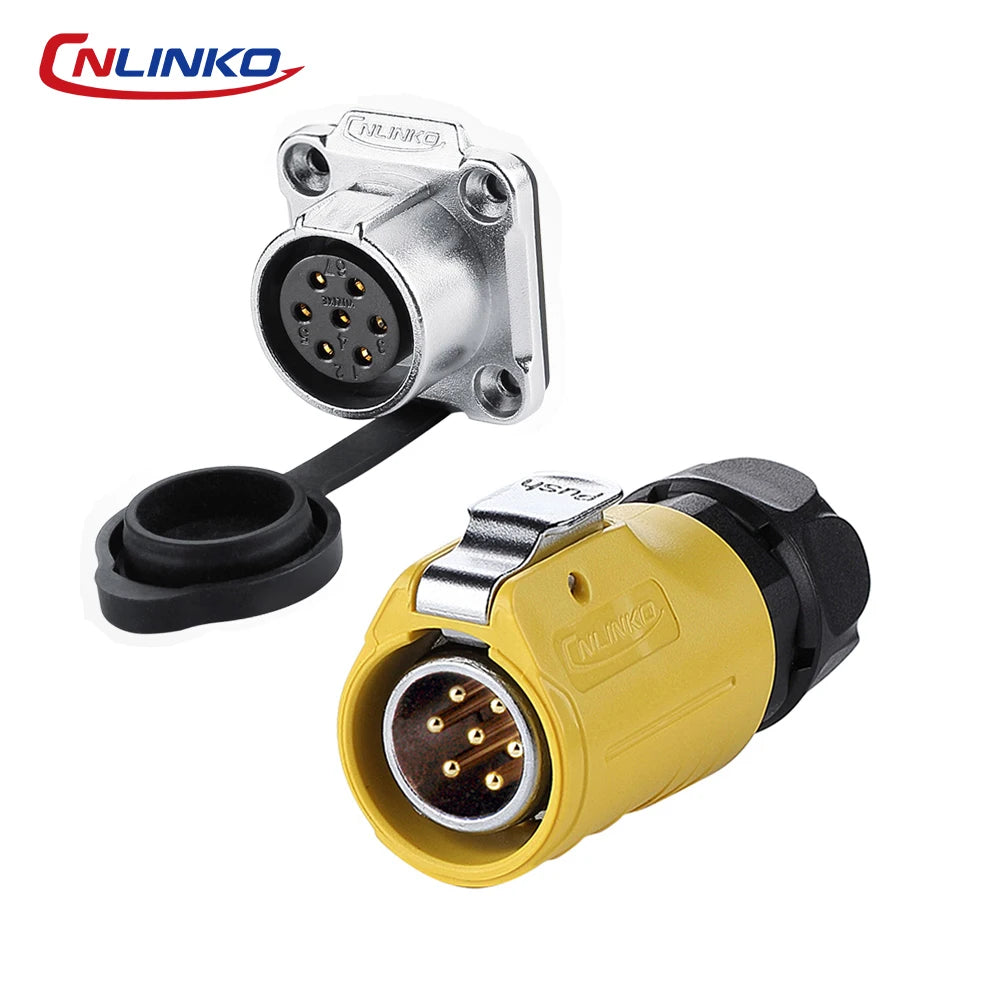 CNLINKO M20 IP68 Circular 2-5Pin 500V Connector Male/Female Solder Type, Heavy Duty Panel Mount for Industrial Equipment Marine