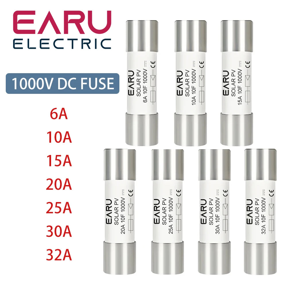 1PC Solar DC 1000V PV Fuses 6A 10A 15A 20A 25A 30A 32A High Voltage for Solar System Protection