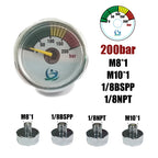 Mini 200bar 350bar Manometer Gauge 1inch 1/8NPT, 1/8BSPP, M10*1, M8*1 High Pressure Hand Pump Diving Mountaineering