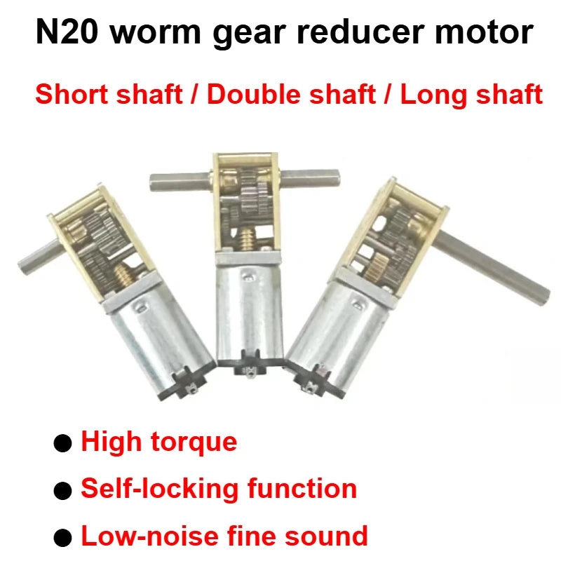 1pc Self Locking Worm Gear 1218-N20 Miniature DC Reduction Gear Motor 12V Low-speed Single Shaft Dual Shaft Motor