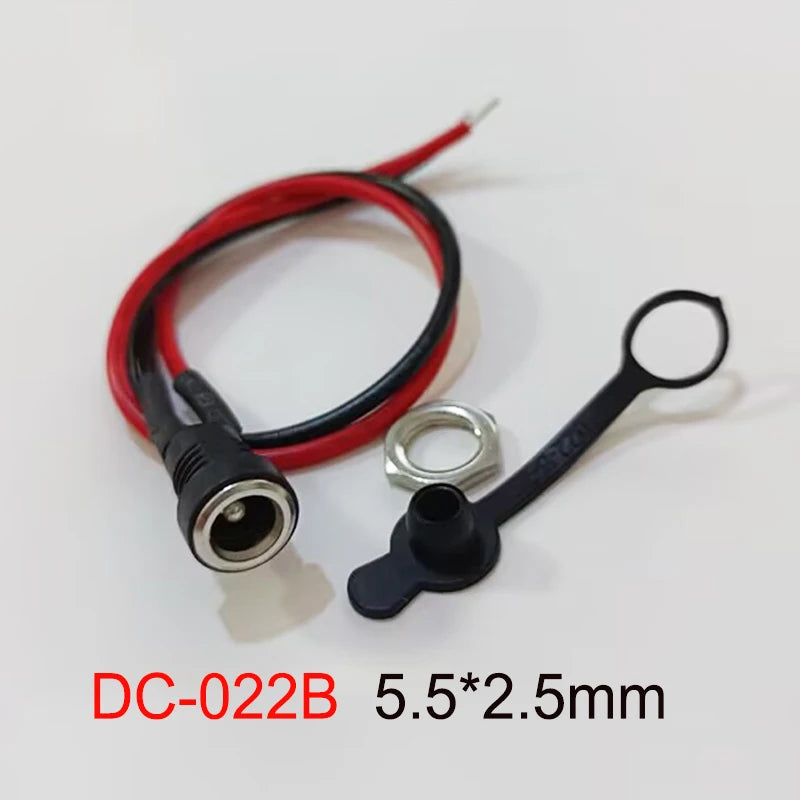 5.5*2.5/5.5*2.1mm Electric Lithium Battery Bicycle Connection Charging Port DC Power Supply Female Head With Cable Wired Socket