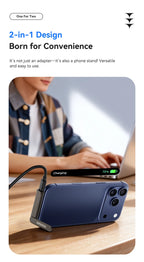 Essager Dual Type C Foldable Elbow Bracket 240W Charging Adapter 2-in-1 Converter for iphone 17 16 15 Huawei Xiaomi Samsung Oppo