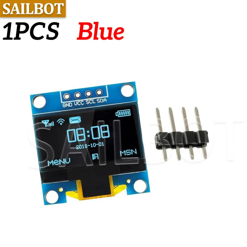 1-10PCS 0.96 Inch OLED Display Module I2C IIC SPI Serial 128X64 SSD1315 LCD 3.3-5V 4 Pin White/Blue/Yellow Blue for Arduino