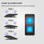 8/10Pin White Lens Rocker Switch Blue Led DPDT 3 Position 12V/24V Wateproof 144 Stickers for Car Boat Caravans Can Am Carling