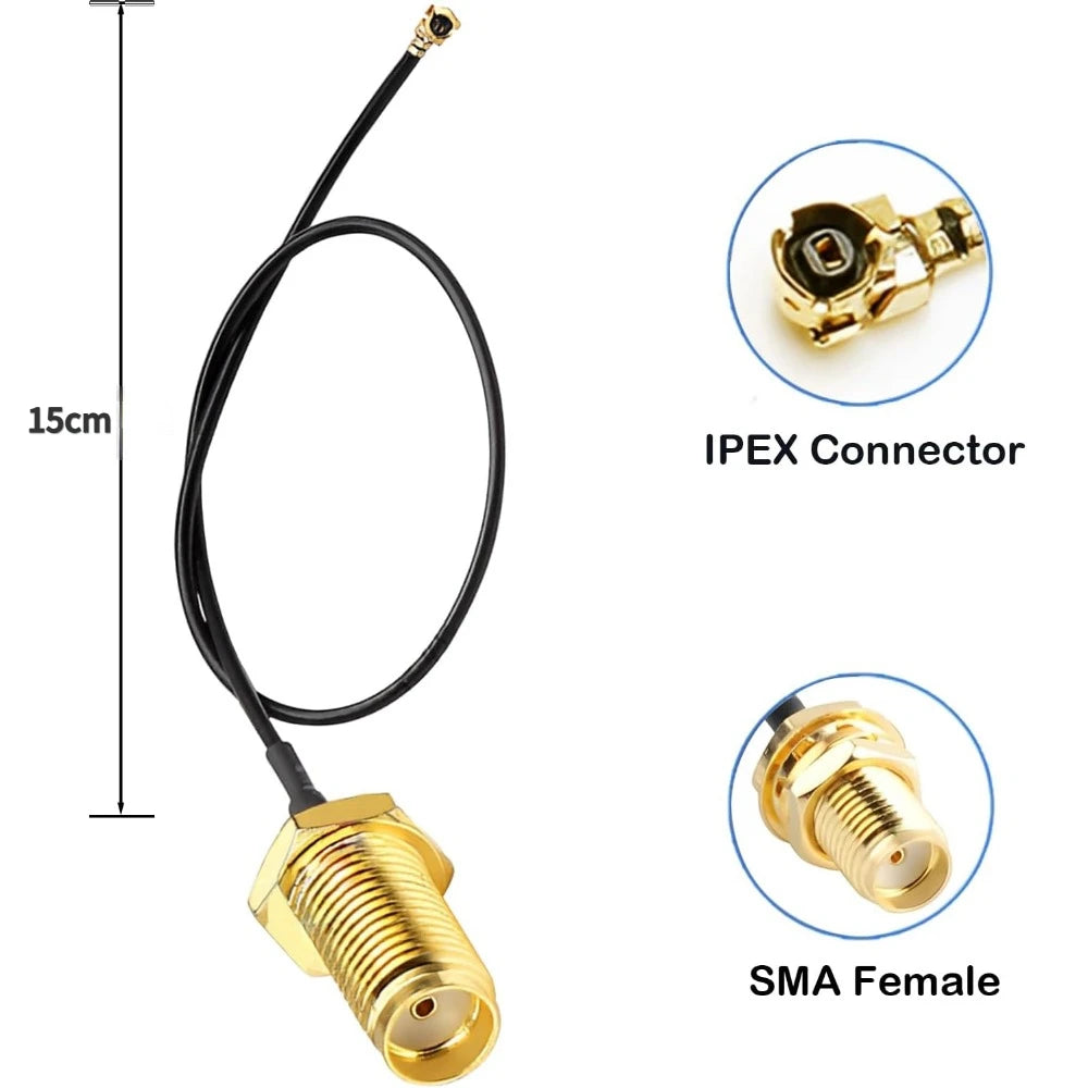 Dual Band 2.4G 5.8G RP SMA Male 12dBi WiFi Antenna + 15cm Adapter Cable for Network Card USB Adapter Security IP Camera