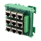 Ethernet Port Adapter Terminal Block for RJ45 8p8c Connector with 9 Screw Terminals Supporting For DIN Rail Installation