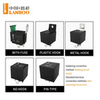 LANBOO High Current Car/Auto Relay 12V 24V 30A with 4PIN/5PIN Applications include lighting control and horn control.