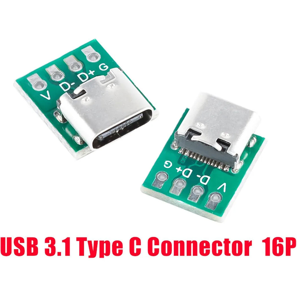 USB 3.1 Type C Connector Board DIY Serial Basic Breakout Female Connector USB Type C Breakout Board with PCB Converter Board