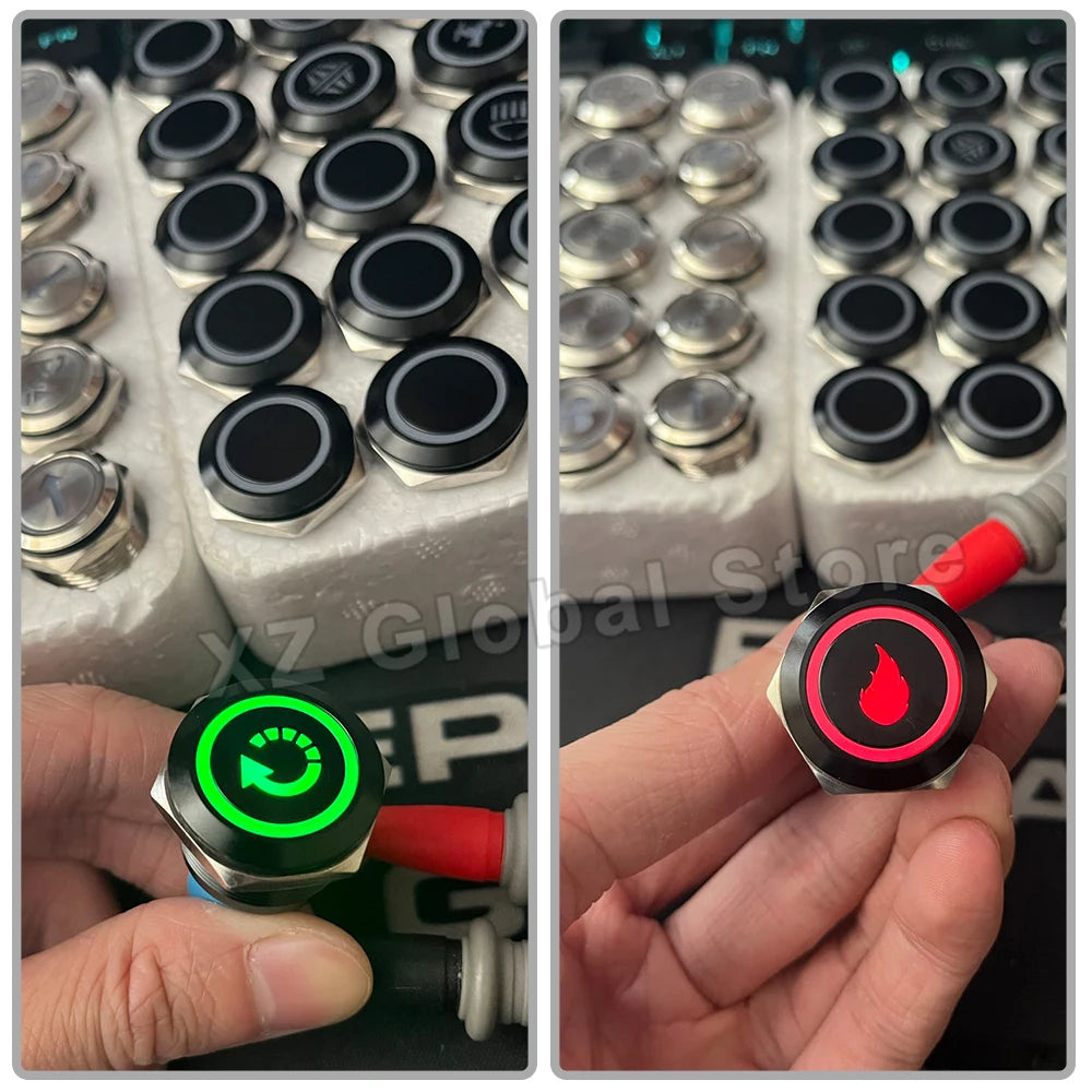 Customization Metal Push Button Switch with Wire 16/19/22mm DIY Refitting ON OFF for Car Boat Waterproof LED Light 12V 24V