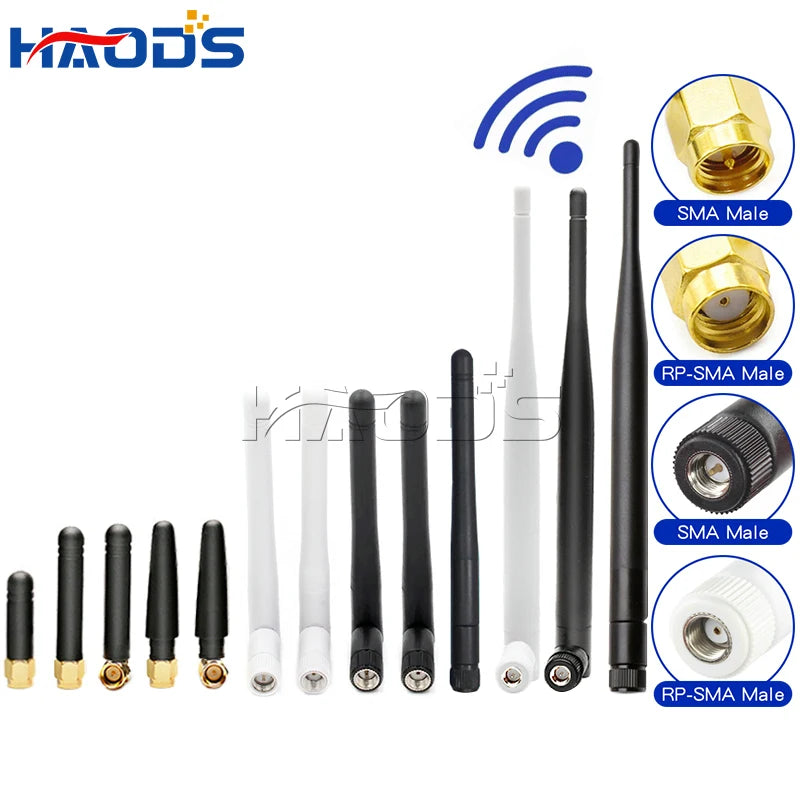 2PCS 2.4G Antenna Fold Glue Stick 3DBI WLAN Router Antenna Wifi Module Signal Enhancement 2400-2500mhz SMA Male Connector 6DBI