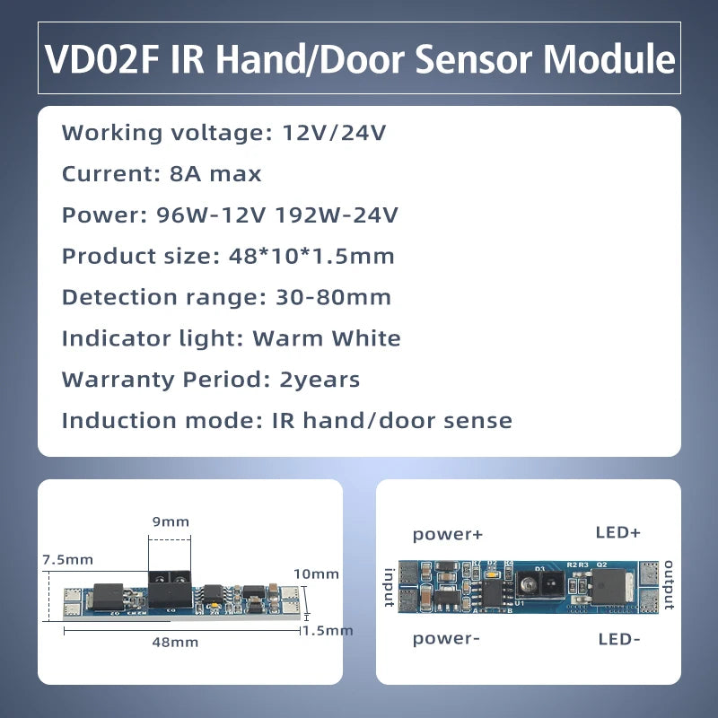 DC12V 24V New Lead-free Sensing Module 8A Pir Motion/ IR Hand Wave/Touch Sensor Module for LED Cabinet Light