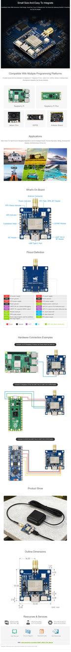 Waveshare LG290P Series Quad-band GNSS Module, Quad-band RTK Centimeter-Level Positioning, L1+L2+L5+E6 Quad-band Positioning