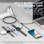 3 In1 Wireless Charging Cable for Mobile Phones with USB-C Wireless Charger for IPhone13 14 16